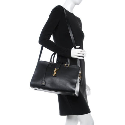 Saint Laurent Smooth Calfskin Medium Monogram Cabas Black 2 of 7