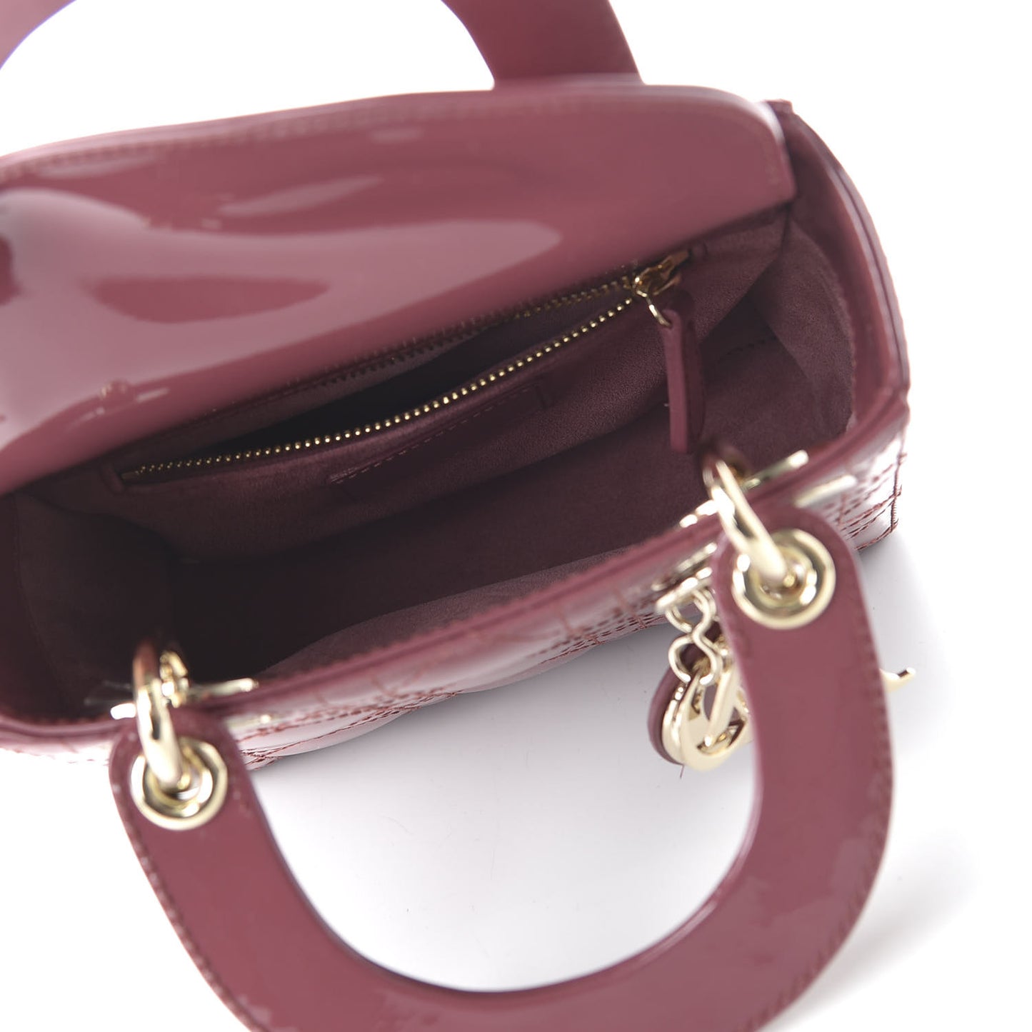 Patent Cannage Mini Lady Dior Dark Pink