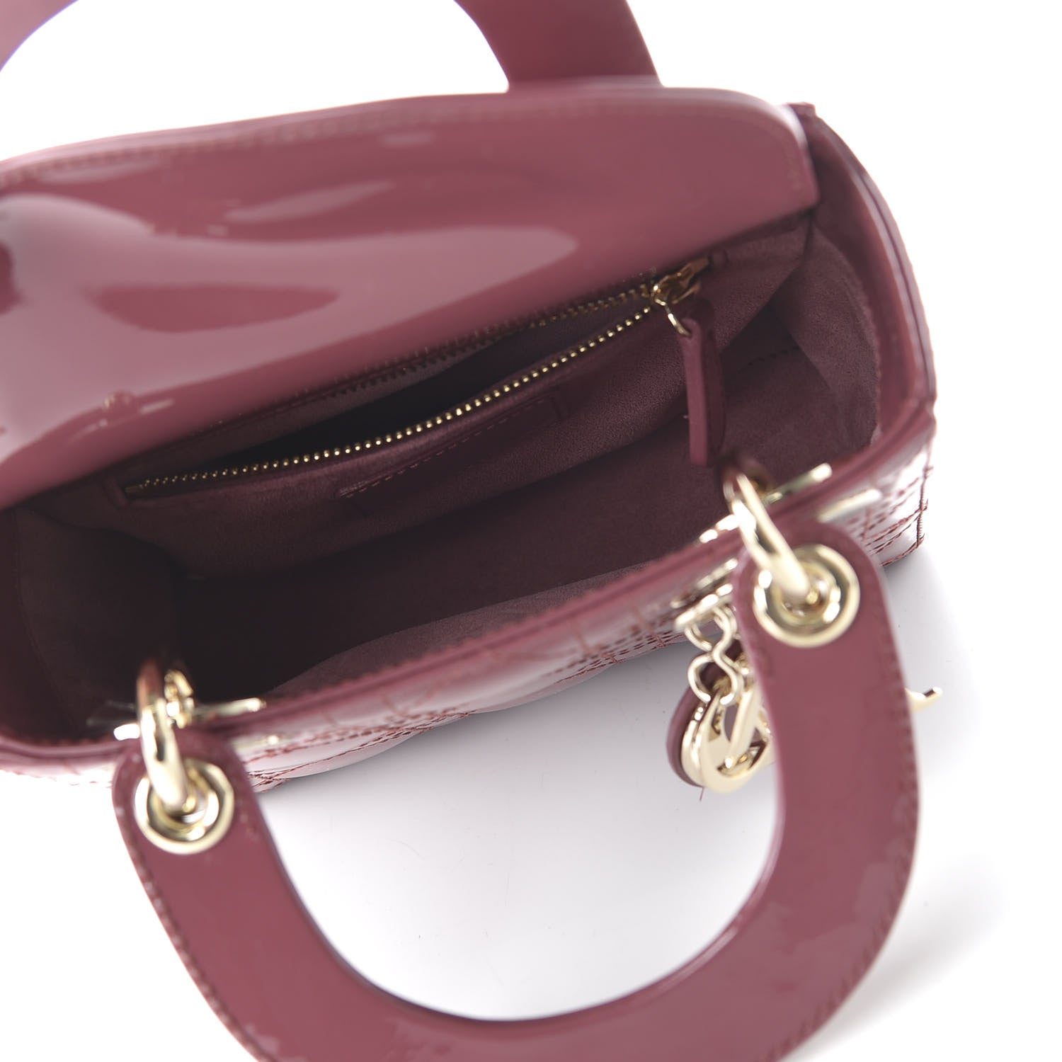Christian Dior Patent Cannage Mini Lady Dior Dark Pink 5 of 10