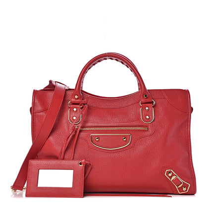 Balenciaga Chevre Gold Metallic Edge Hardware City Rouge Grenade 1 of 10
