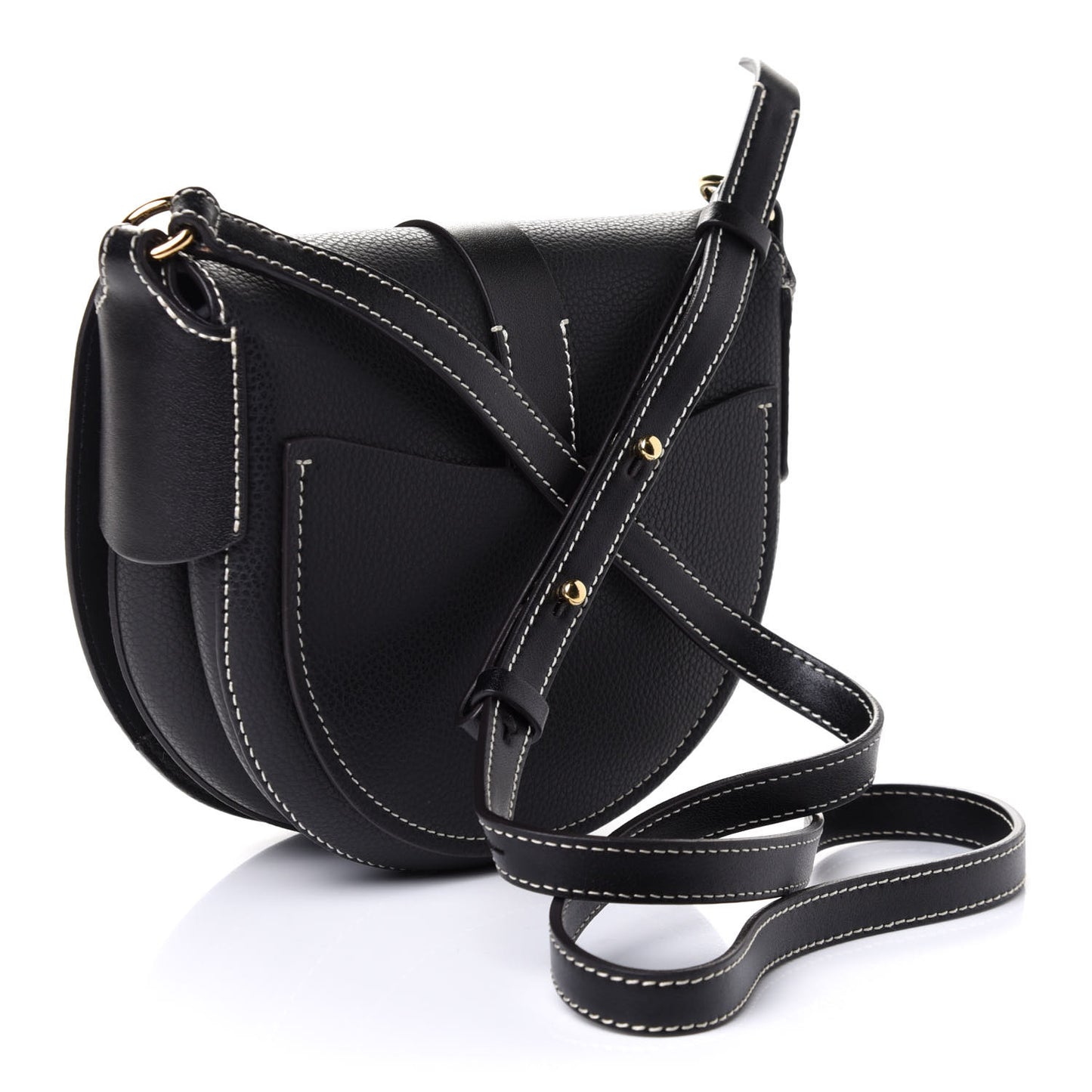 Grained Calfskin Small Darryl Saddle Crossbody Bag Black