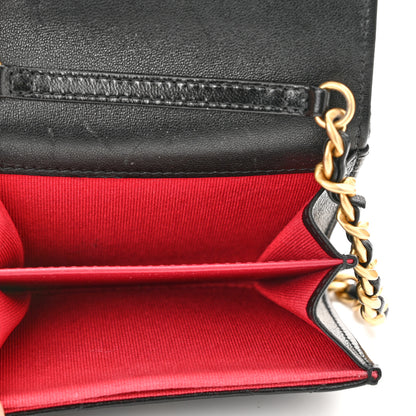 Chanel Lambskin Quilted Chanel 19 Flap Coin Purse With Chain Black 5 of 11
