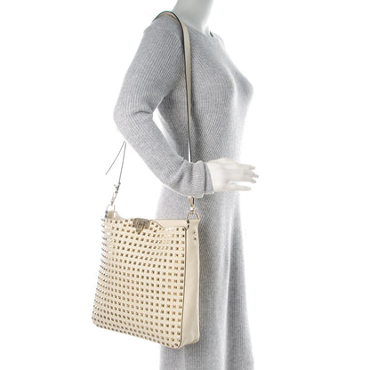 Valentino Garavani Vitello Large Rockstud All Over Flip-Lock Messenger Bag Light Ivory 2 of 8