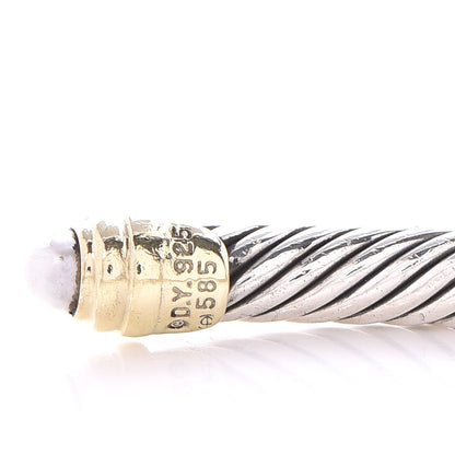 David Yurman Sterling Silver 14K Yellow Gold Pearl 5mm Cable Classics Petite Color Bracelet 5 of 5