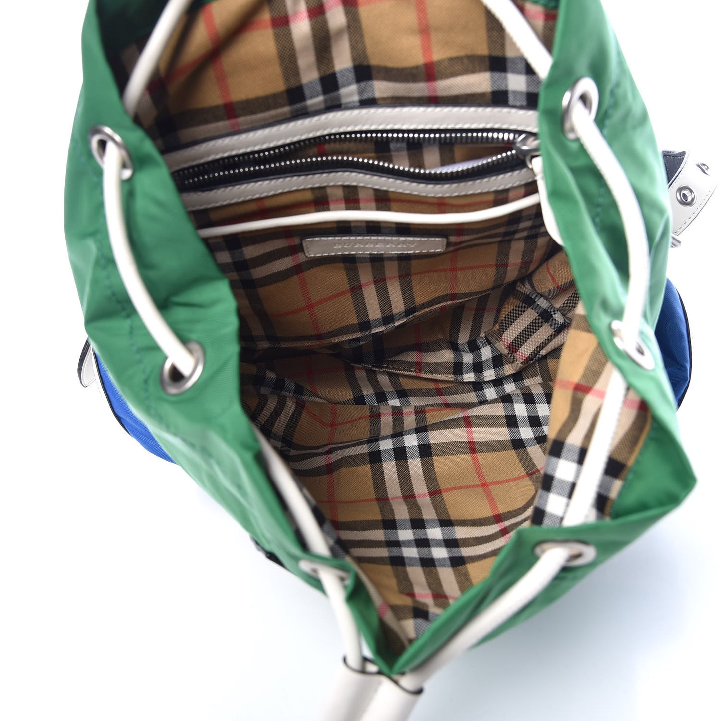 Nylon Medium Colorblock Rucksack Backpack Green Blue