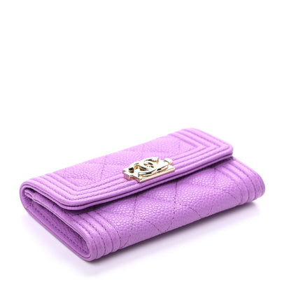 Chanel Caviar Quilted Boy Flap Card Holder Purple 4 of 10