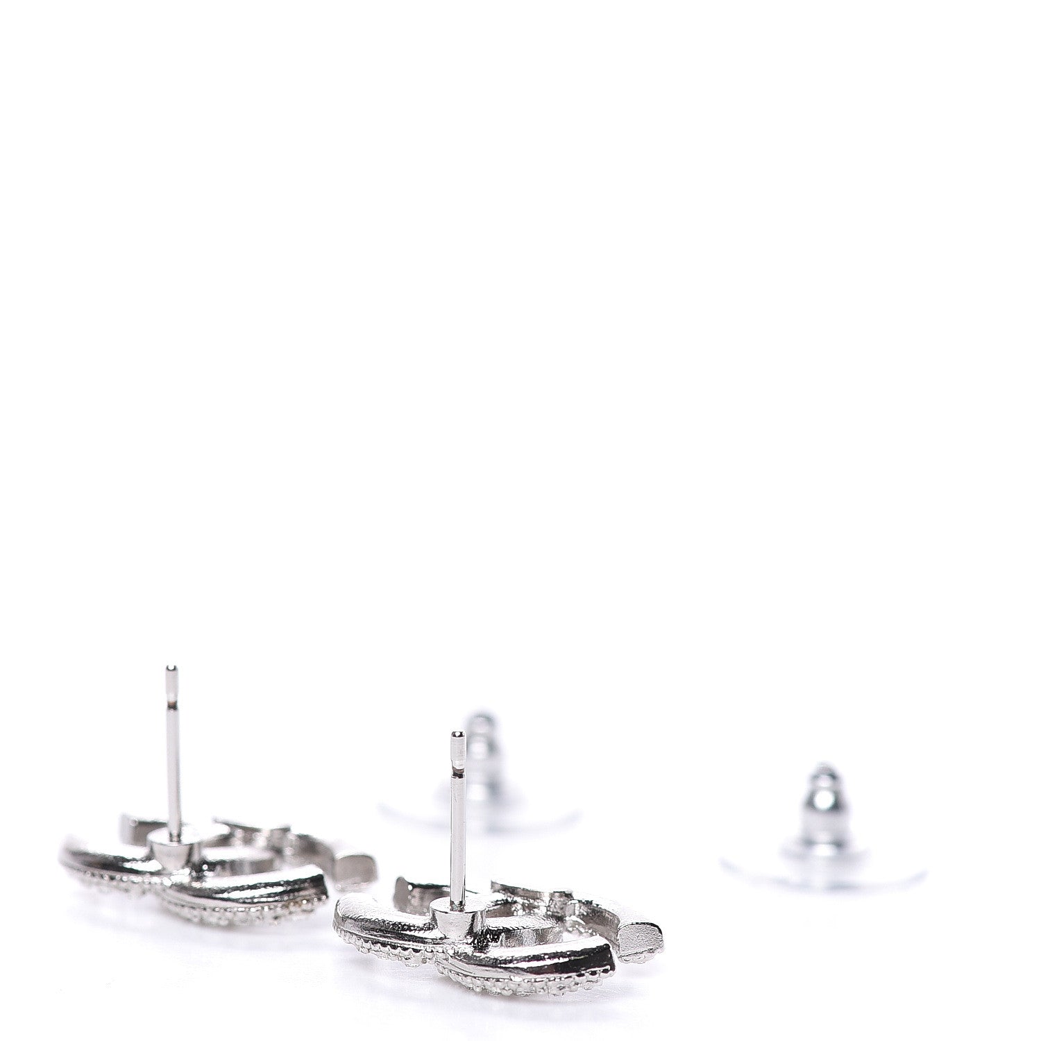 Chanel Crystal CC Earrings Silver 4 of 5