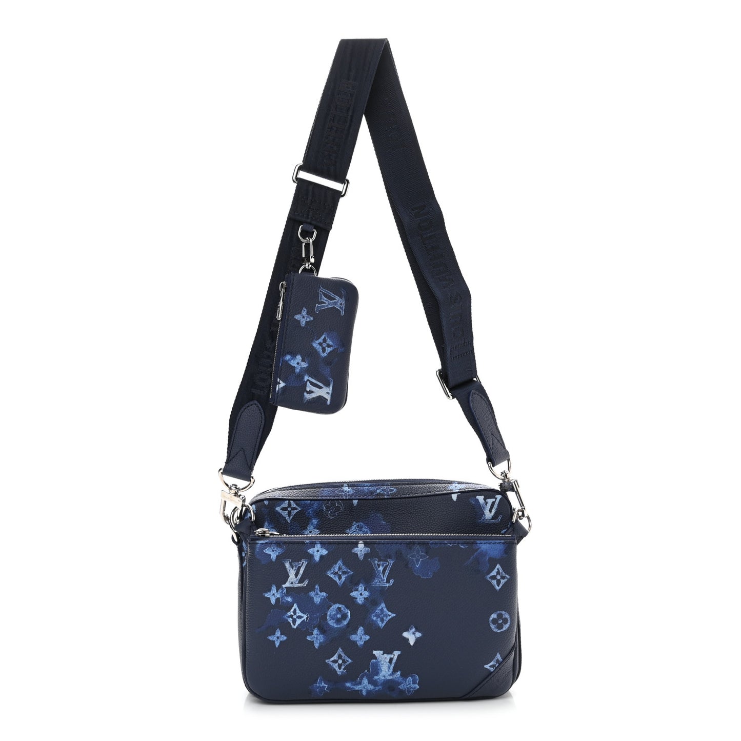 Monogram Ink Watercolor Trio Messenger Bag Blue