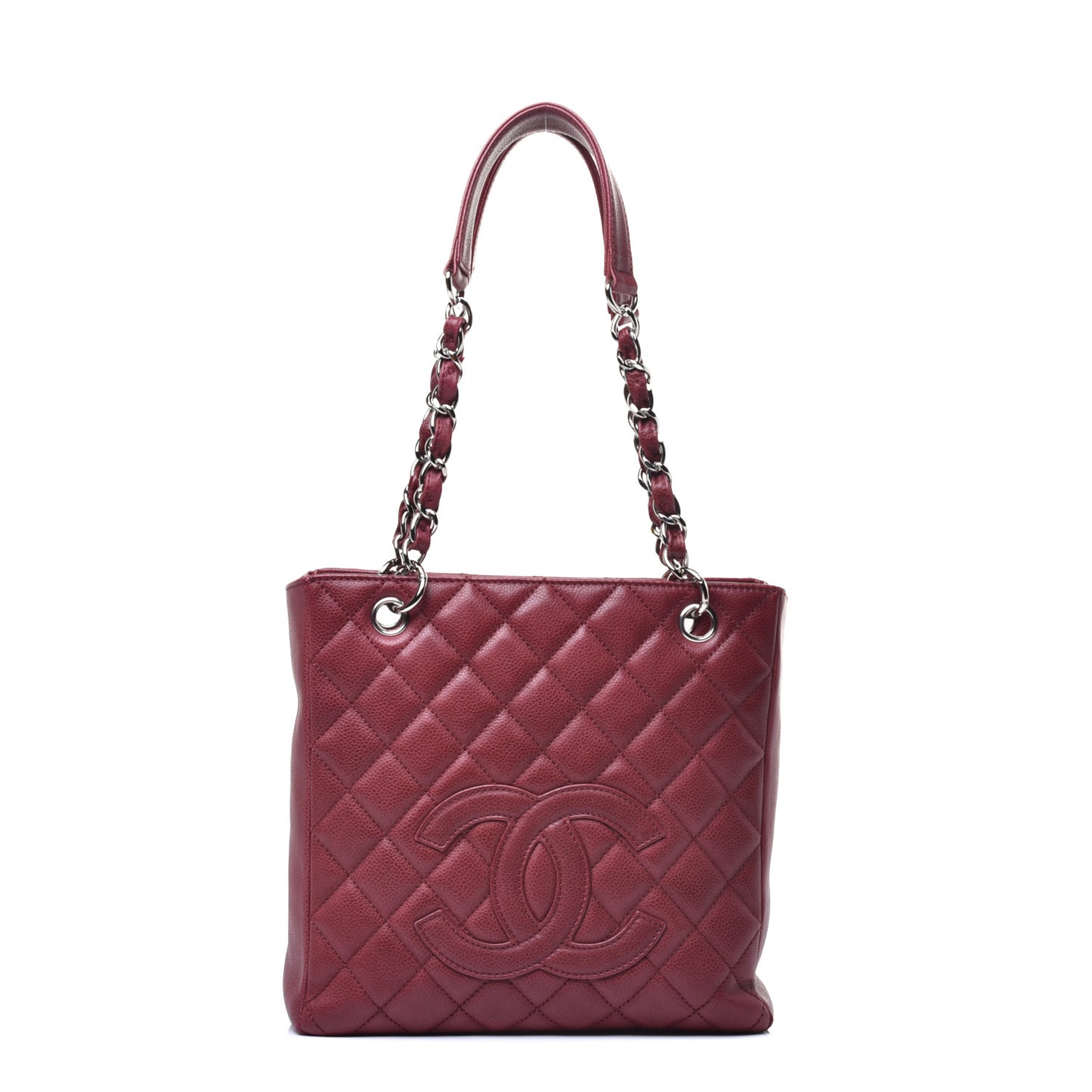 Caviar Quilted Petit Shopping Tote PST Bordeaux