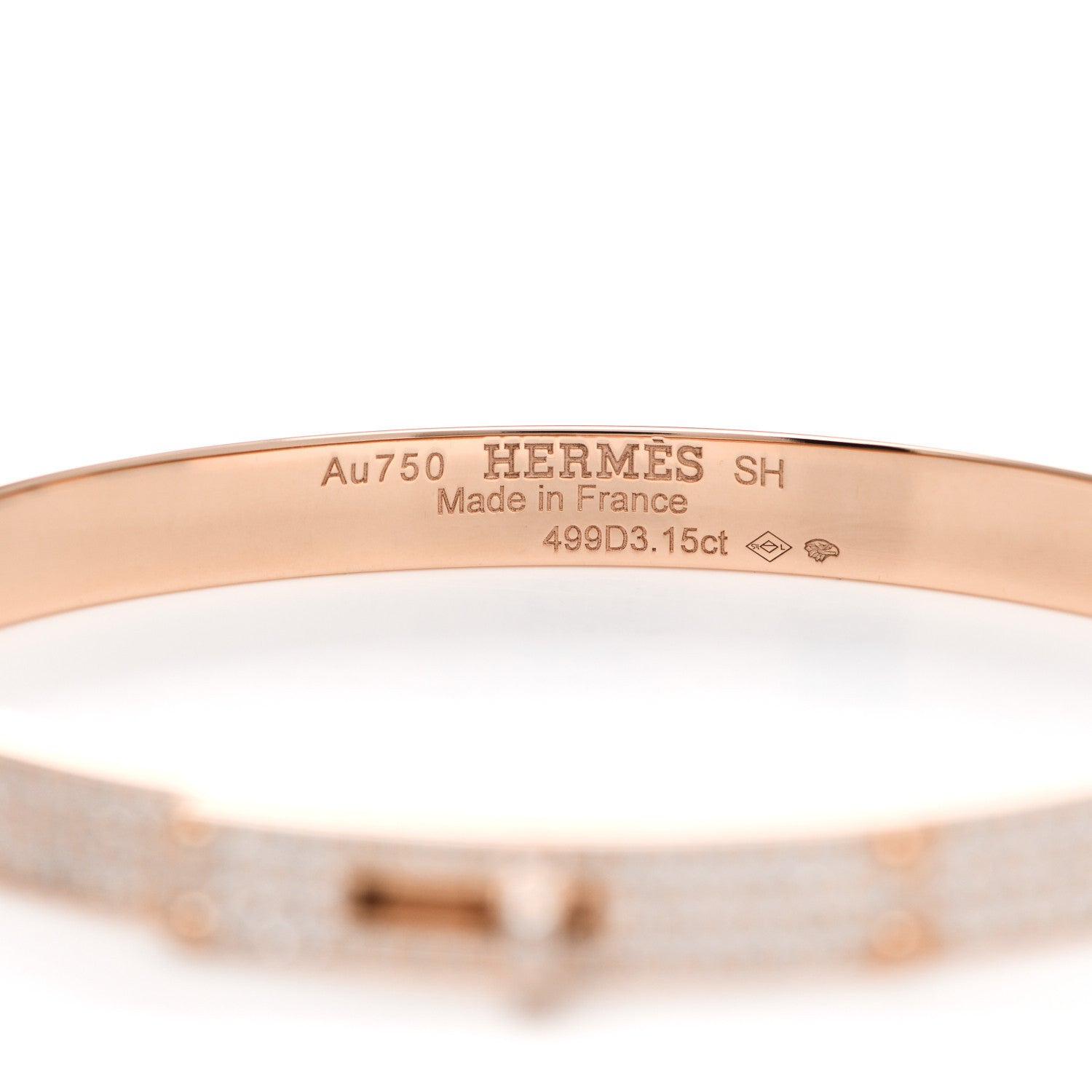 Hermes 18K Rose Gold Diamond PM Kelly Full Pave Bracelet SH 4 of 5