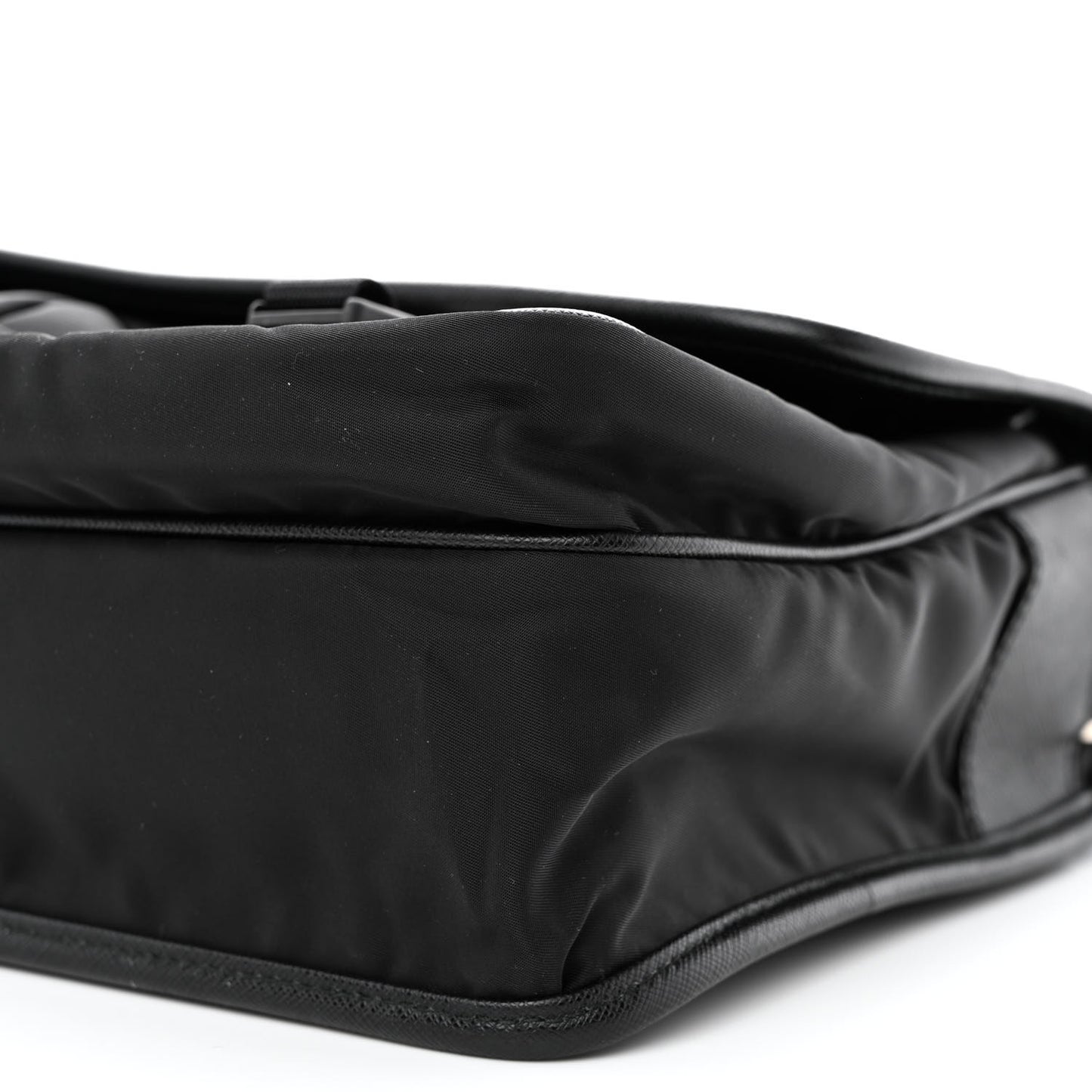 Tessuto Nylon Saffiano Large Double Snap Buckle Messenger Bag Black