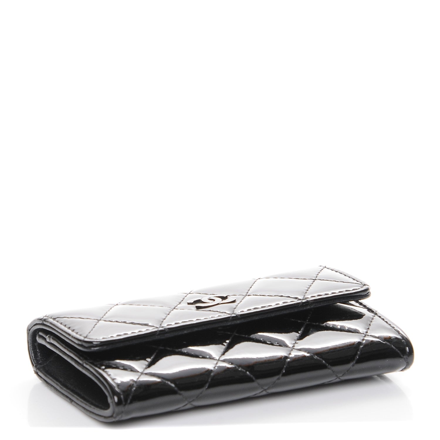 Chanel Patent Quilted Flap Card Holder Black 4 of 8