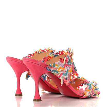 Christian Louboutin Nappa Velvet Suede Raffia Meroine 85 Sandals 40 Multicolor 4 of 8