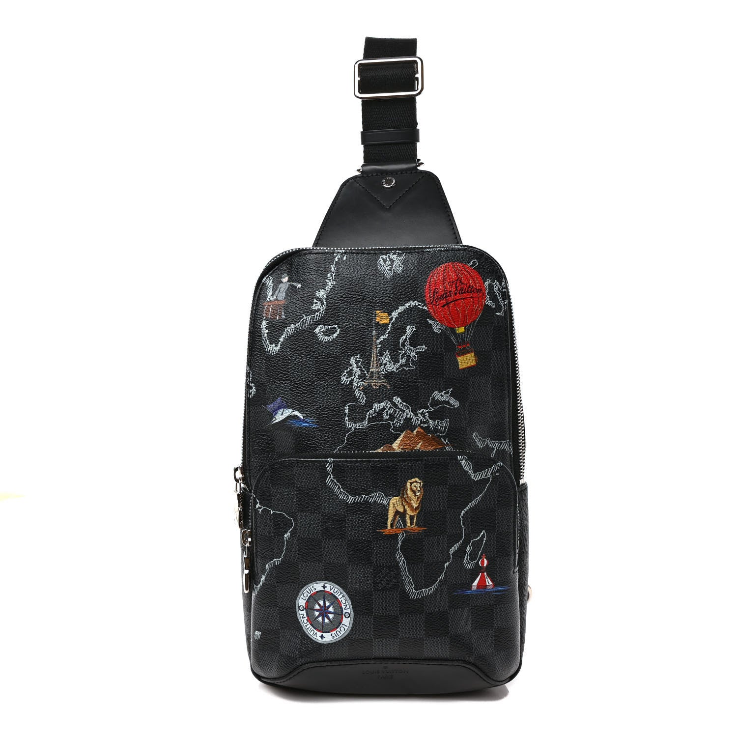 Louis Vuitton Damier Graphite World Map Avenue Sling Backpack 1 of 8