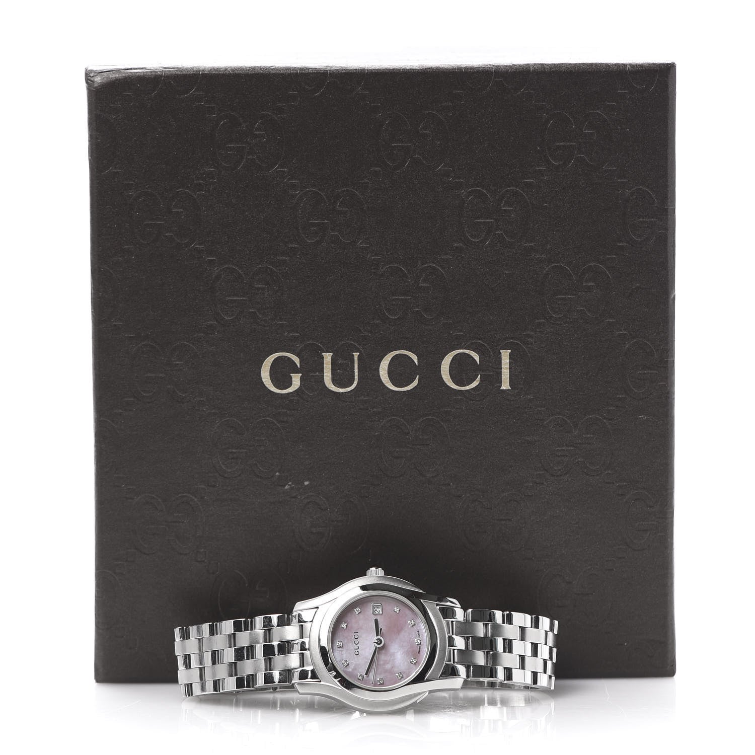Gucci Stainless Steel Diamond Pink Mother of Pearl 27mm 5500L Quartz Watch 8 of 8