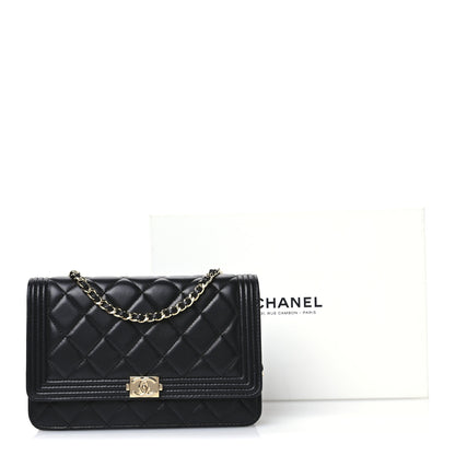 Chanel Lambskin Quilted Boy Wallet On Chain WOC Black 12 of 12