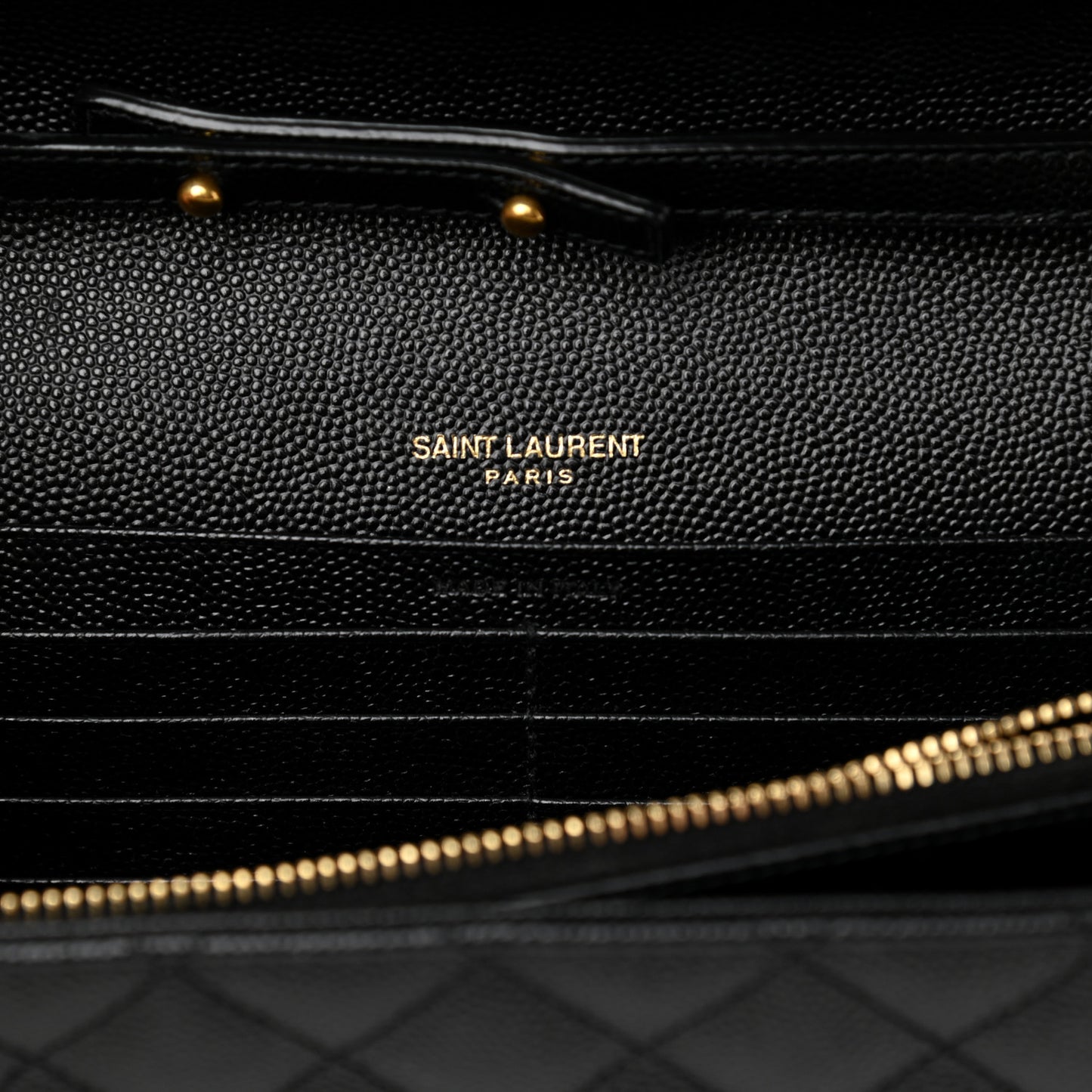 Grain De Poudre Mixed Matelasse Triquilt Monogram Chain Wallet Black