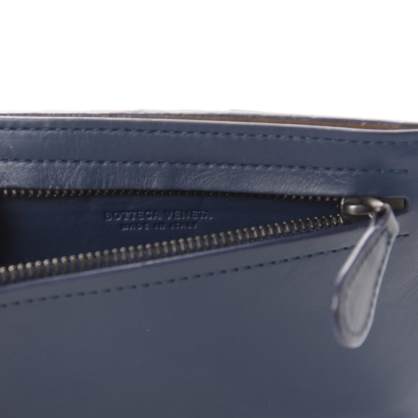 Nappa Intrecciato Card Case Denim