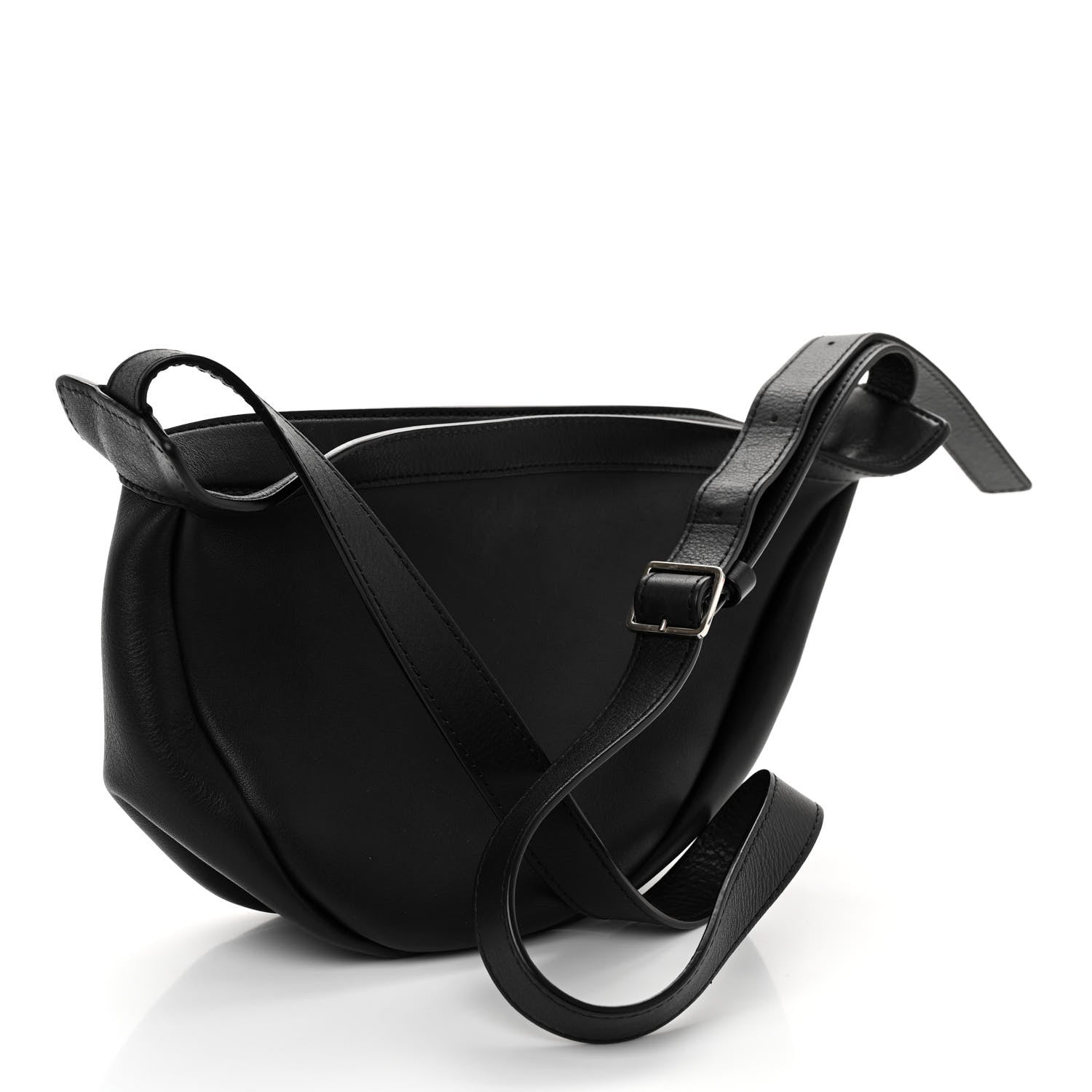 The Row Smooth Calfskin Small Slouchy Banana Bag Black 3 of 9