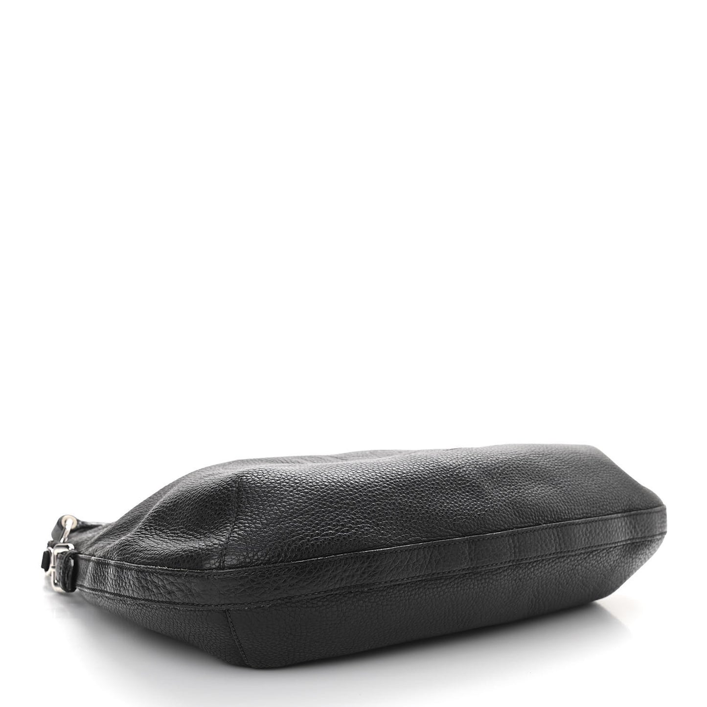 Vitello Daino Embossed Logo Hobo Black