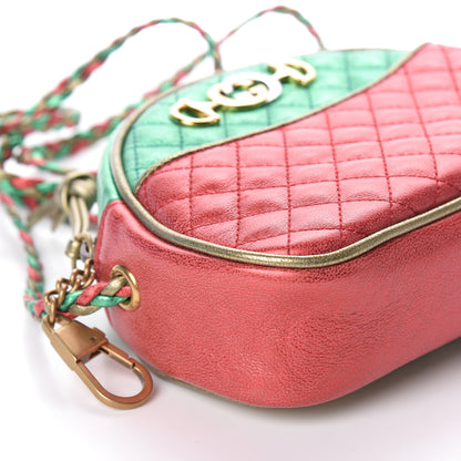 Gucci Laminated Nappa Trapuntata Mini Zumi Dome Shoulder Bag Rosso Jasmine Green Rame 8 of 9