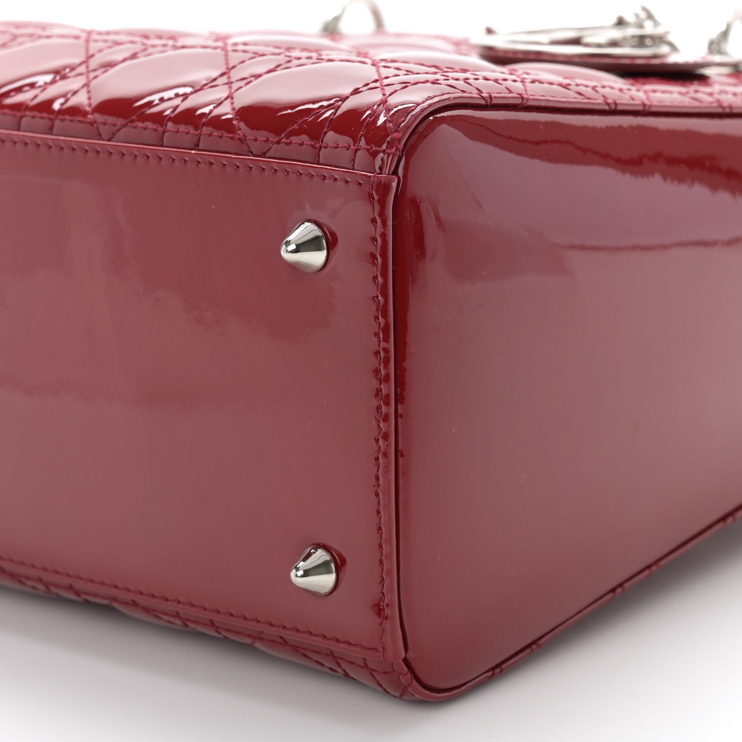 Christian Dior Patent Cannage Medium Lady Dior Burgundy Red 10 of 12