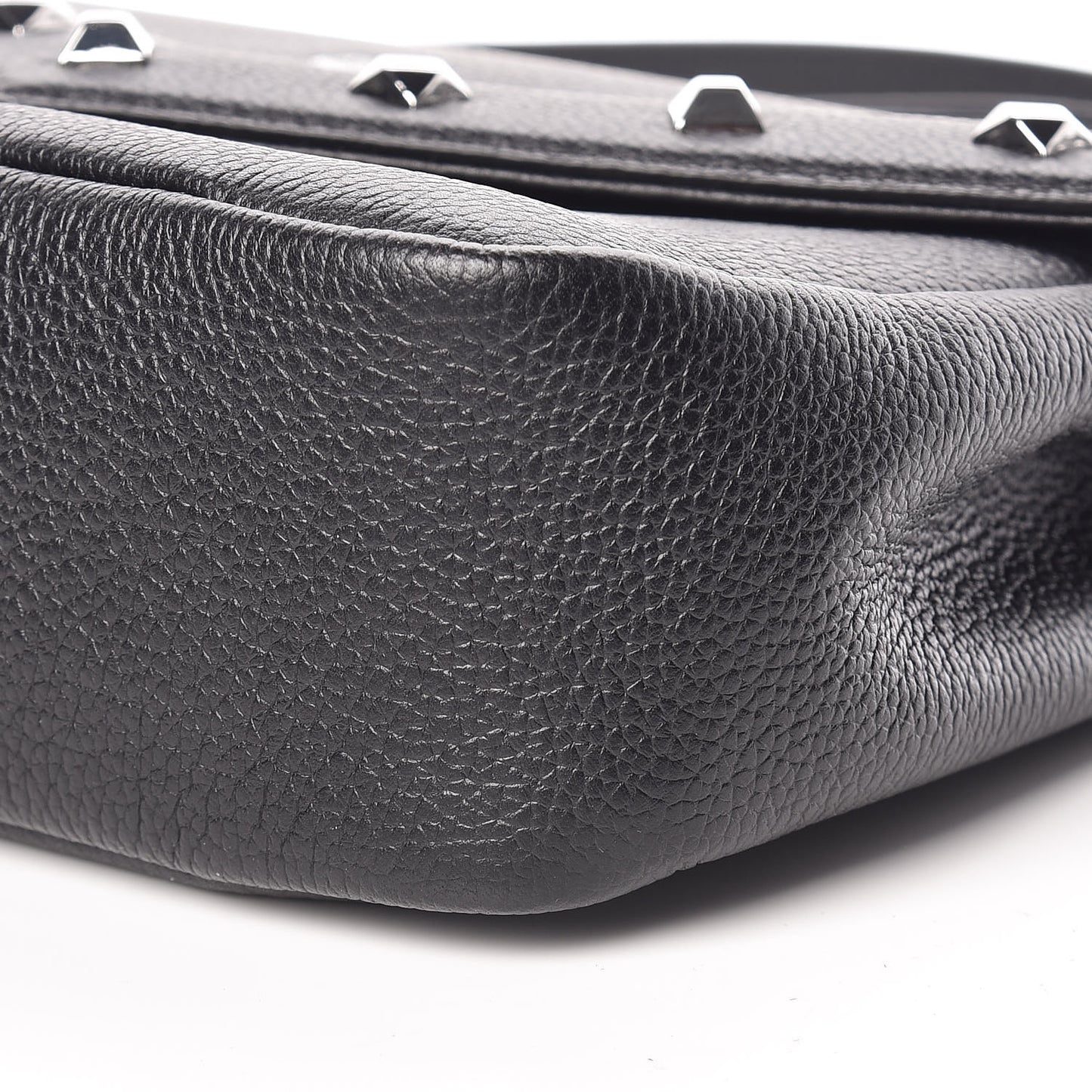 Metallic Grained Calfskin Studded Mini Catherine Crossbody Bag Black