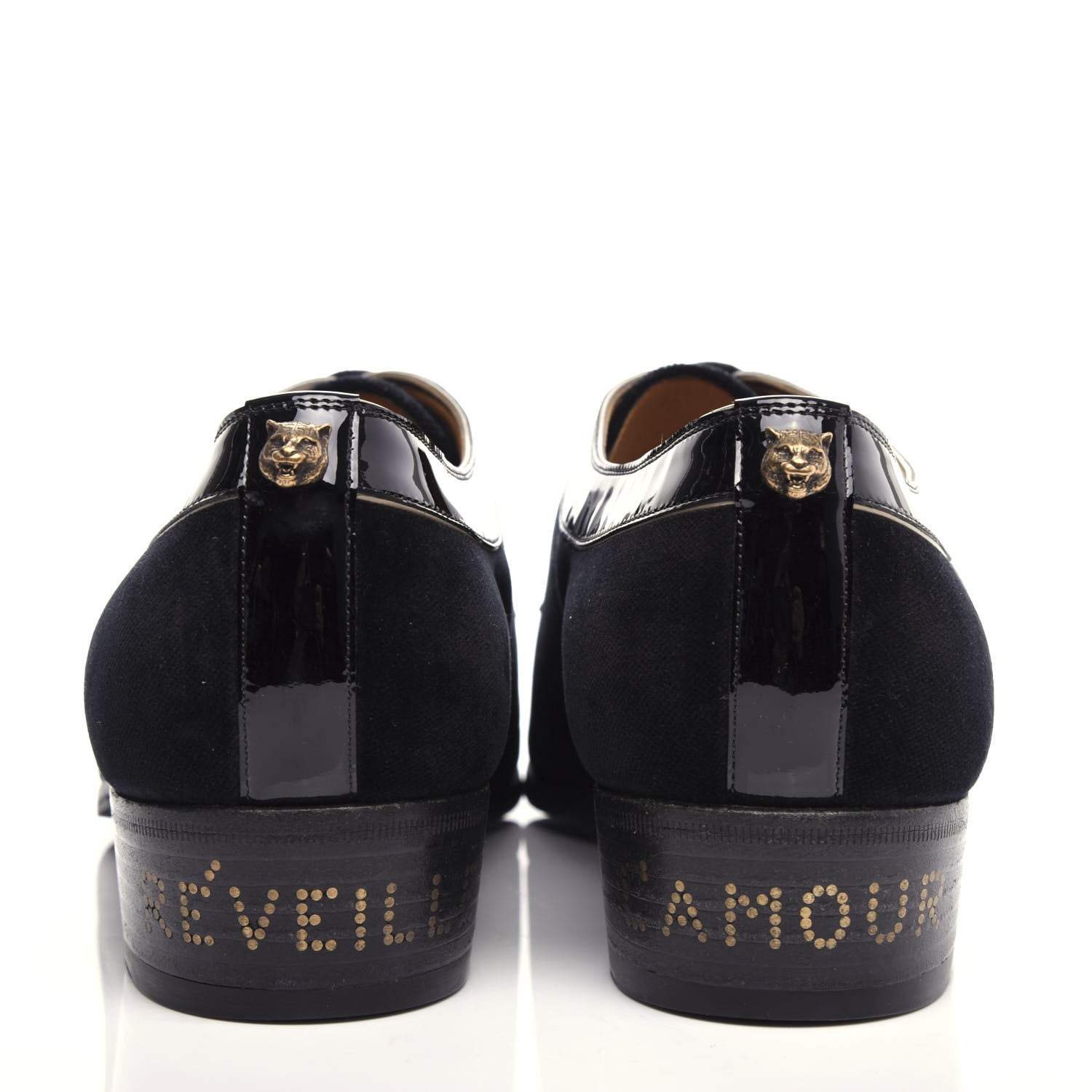 Gucci Velvet Patent Mens Reveille L'Amour Dress Shoes 11 Black 7 of 10