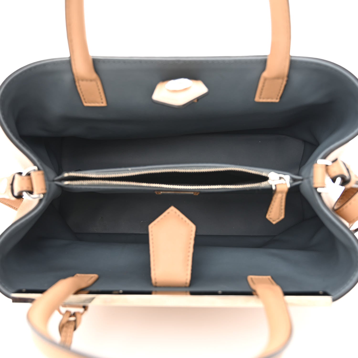 Fendi Vitello Dolce Century Petite 2Jours Tote Cuoio Tempesta 5 of 14