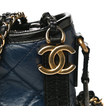Chanel Aged Calfskin Quilted Small Gabrielle Hobo Navy Black 11 of 19