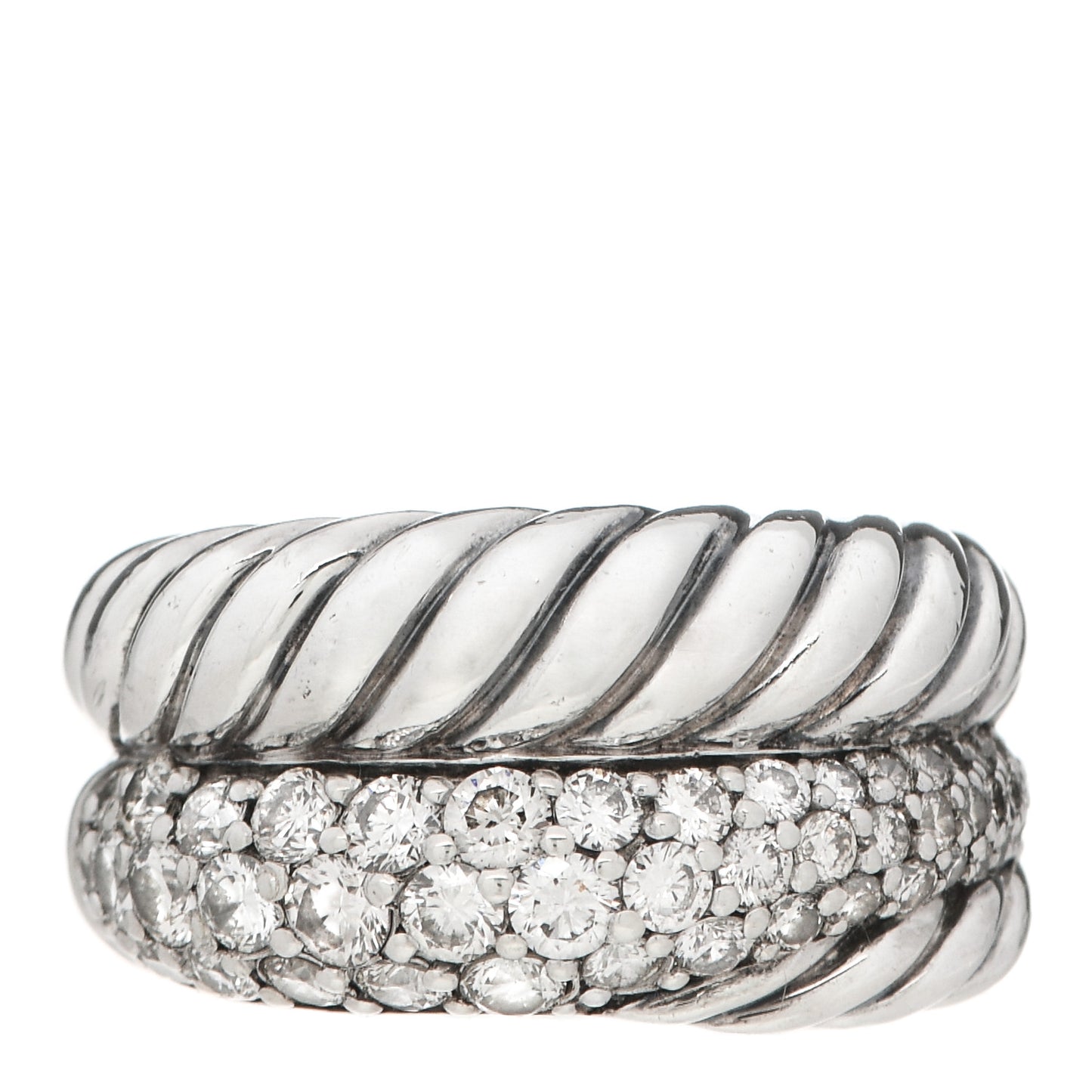 Sterling Silver Diamond Thoroughbred Cable Wrap Ring 52 6