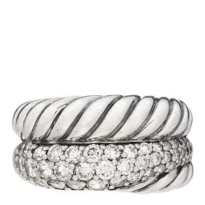 David Yurman Sterling Silver Diamond Thoroughbred Cable Wrap Ring 52 6 1 of 4