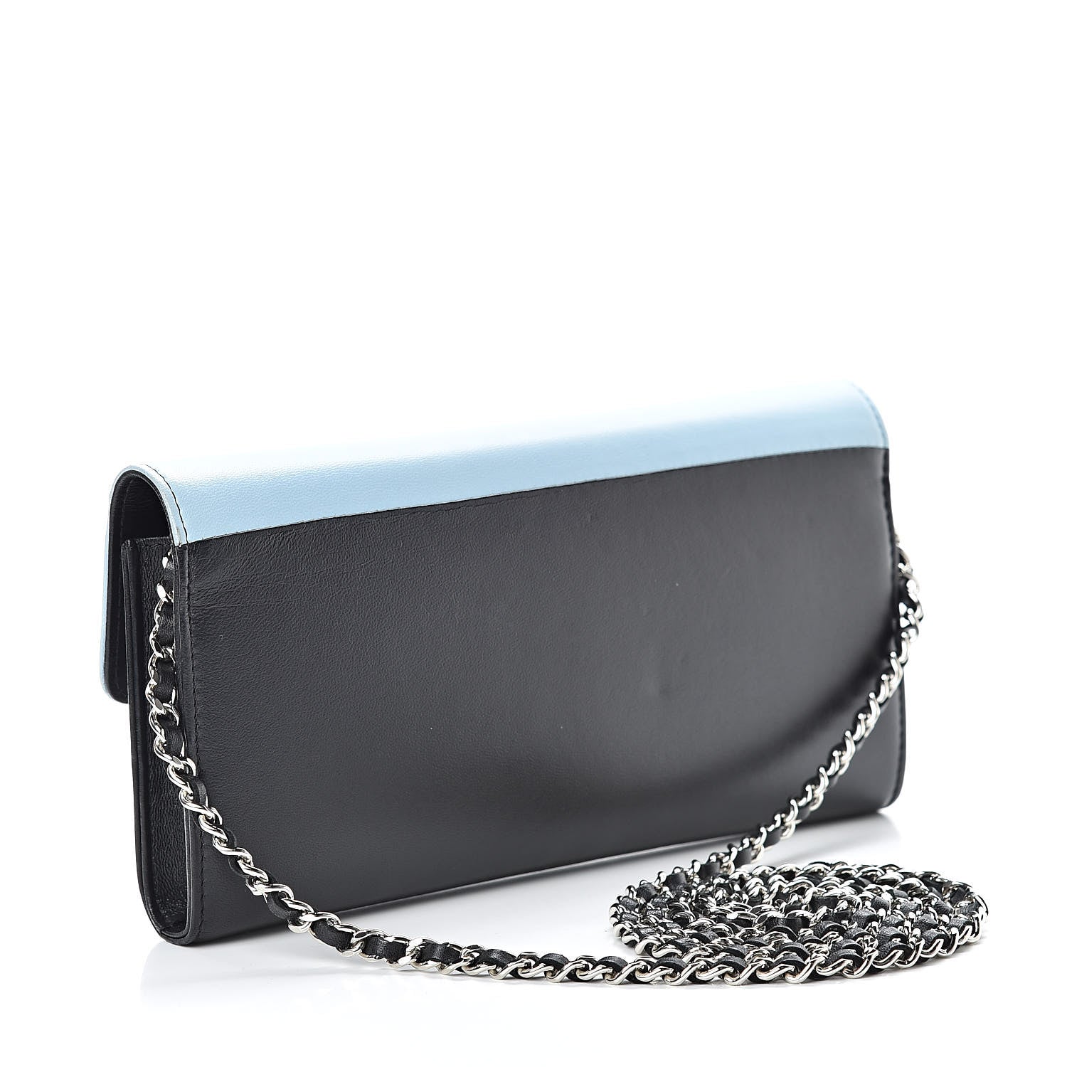 Chanel Lambskin Airlines Wallet On Chain WOC Blue Black Red 4 of 13