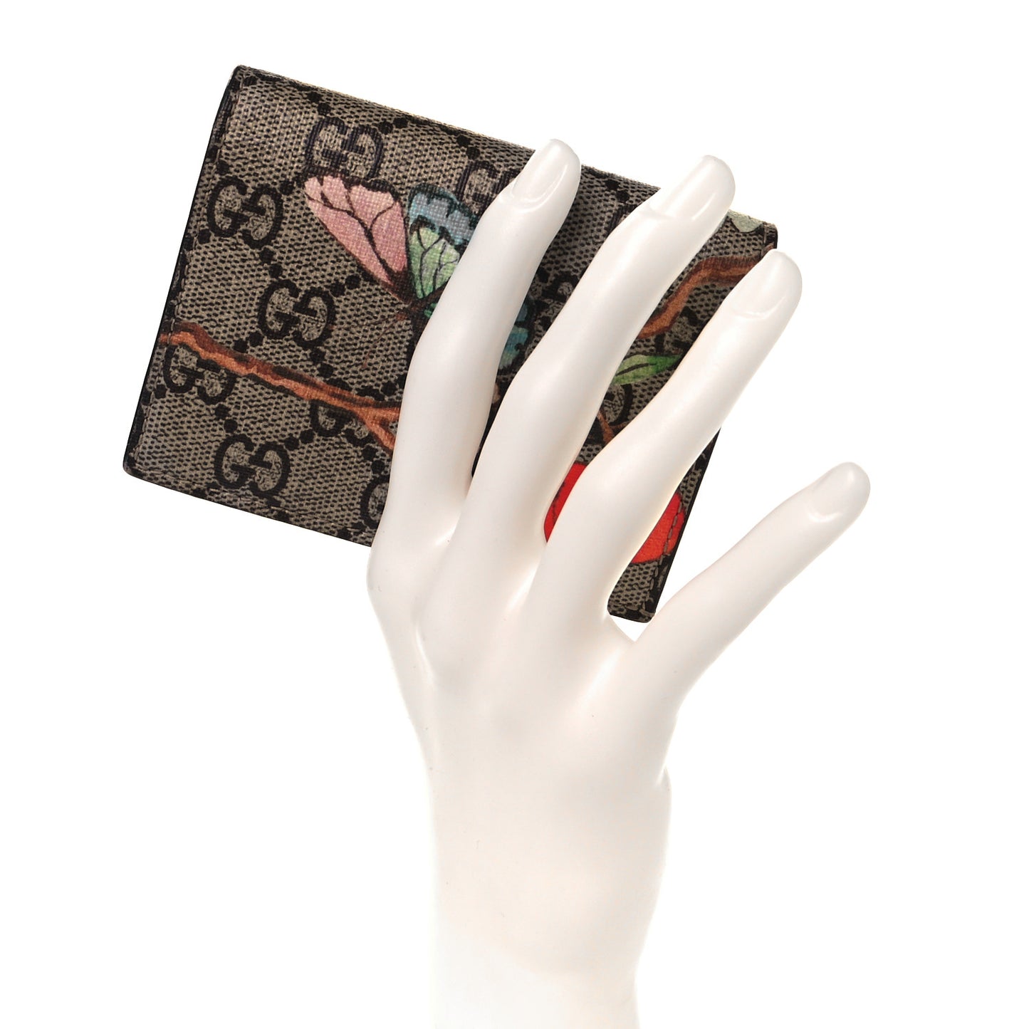 GG Supreme Monogram Tian Card Case Beige Multicolor Red