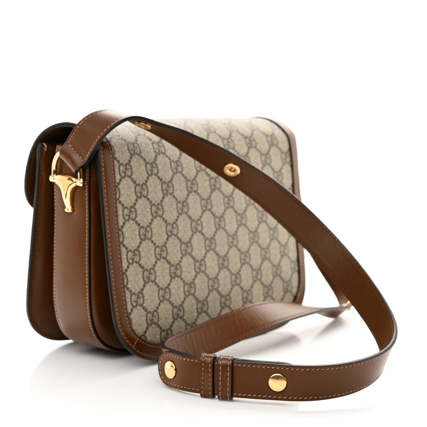 Gucci GG Supreme Monogram Horsebit 1955 Shoulder Bag Beige Brown Sugar 3 of 12