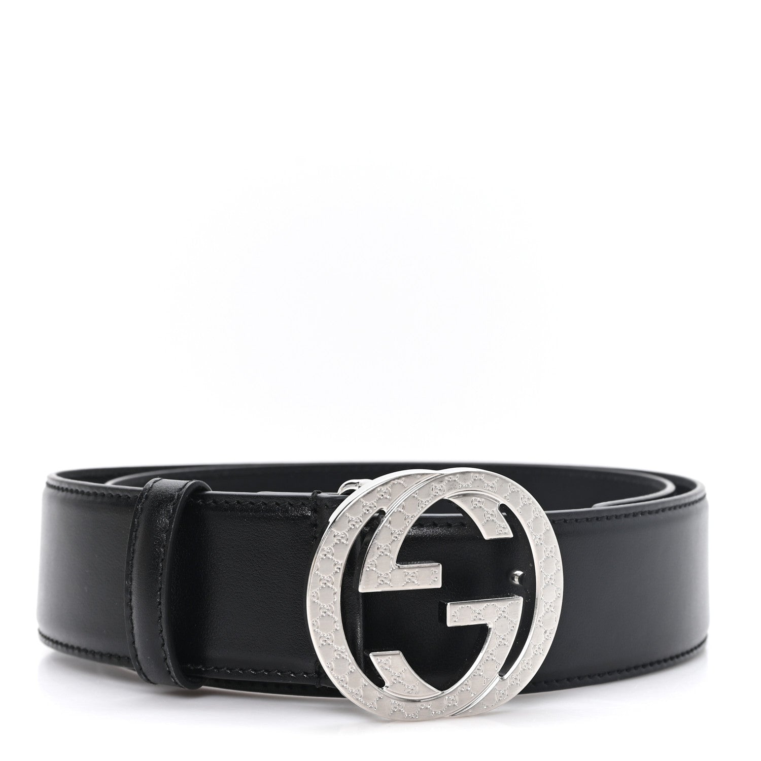 Gucci Plutone Calfskin Interlocking G 40mm Belt 80 32 Black 1 of 4