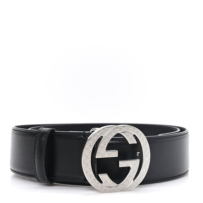 Gucci Plutone Calfskin Interlocking G 40mm Belt 80 32 Black 1 of 4