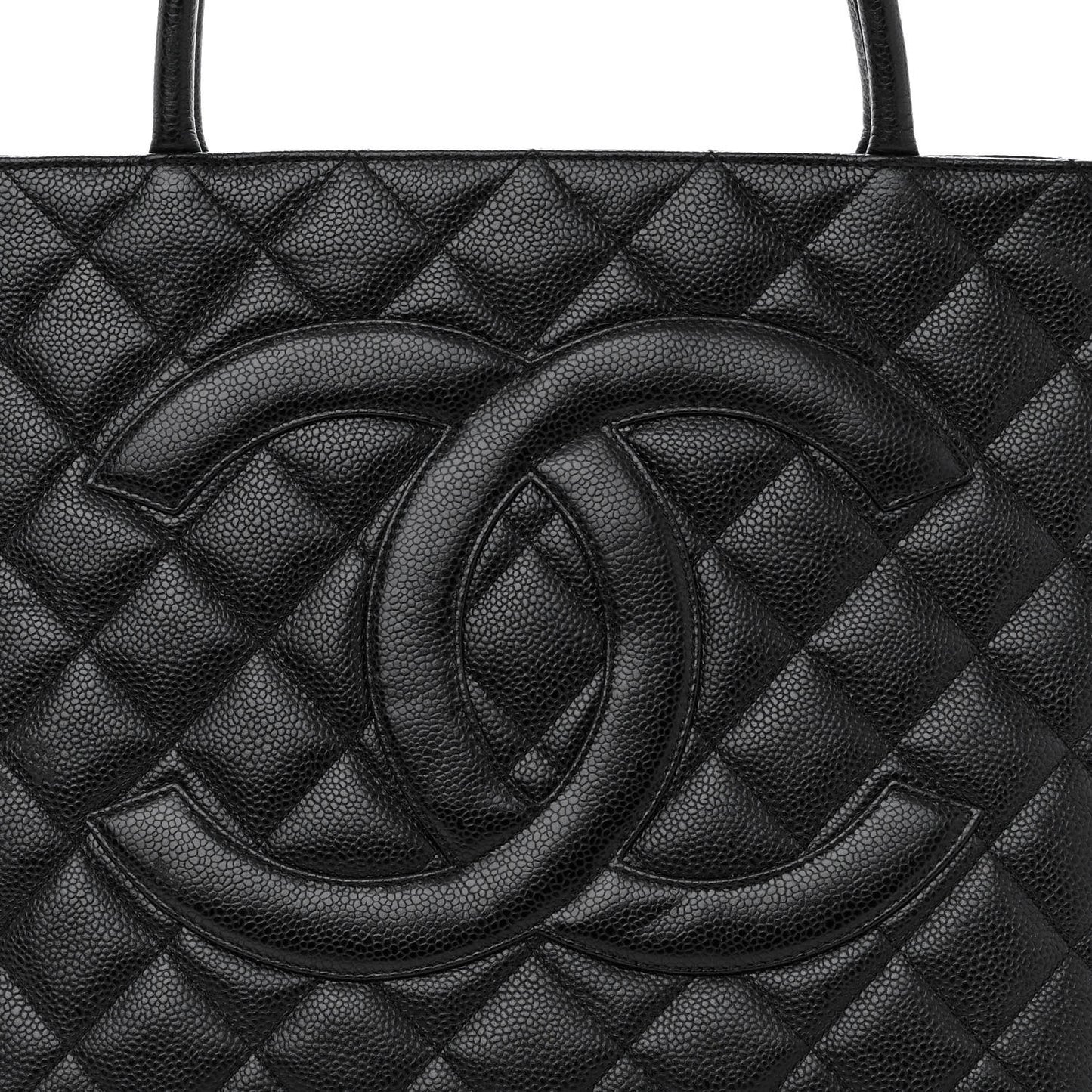 Caviar Quilted Medallion Tote Black