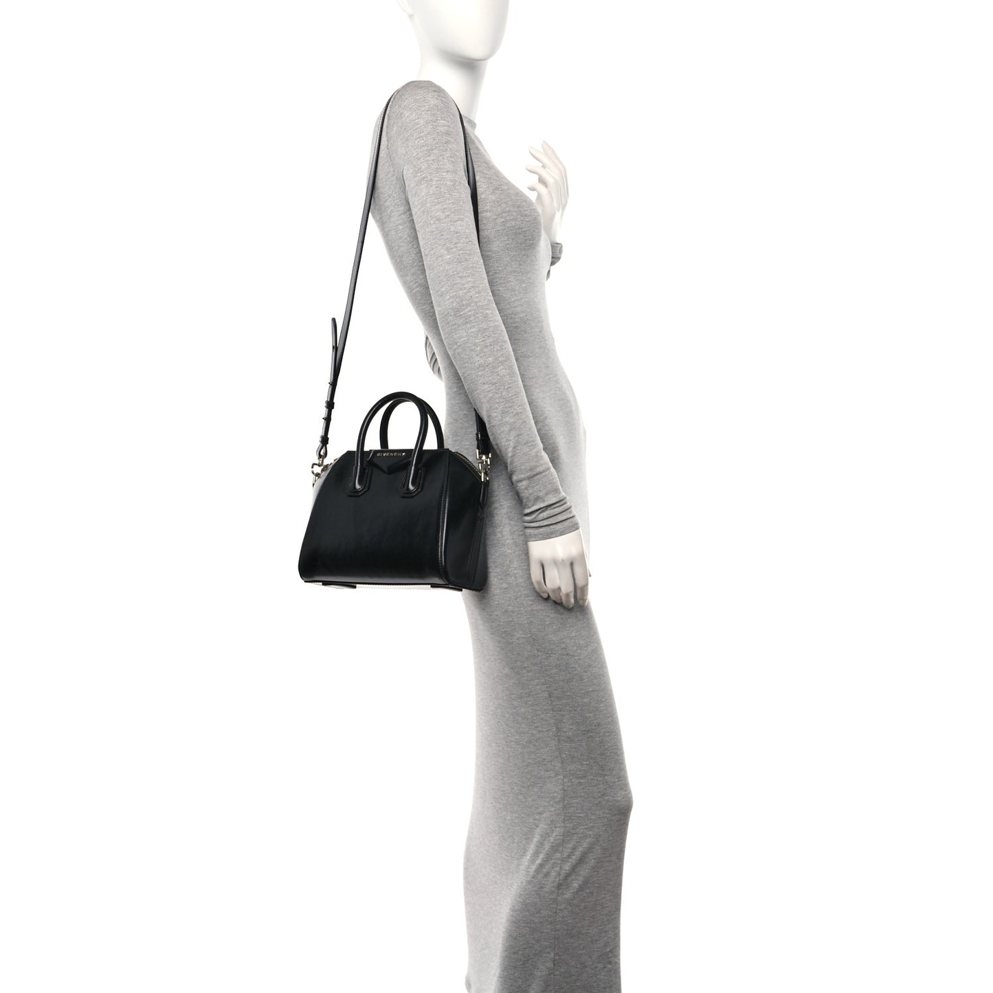 Shiny Lord Calfskin Mini Antigona Black