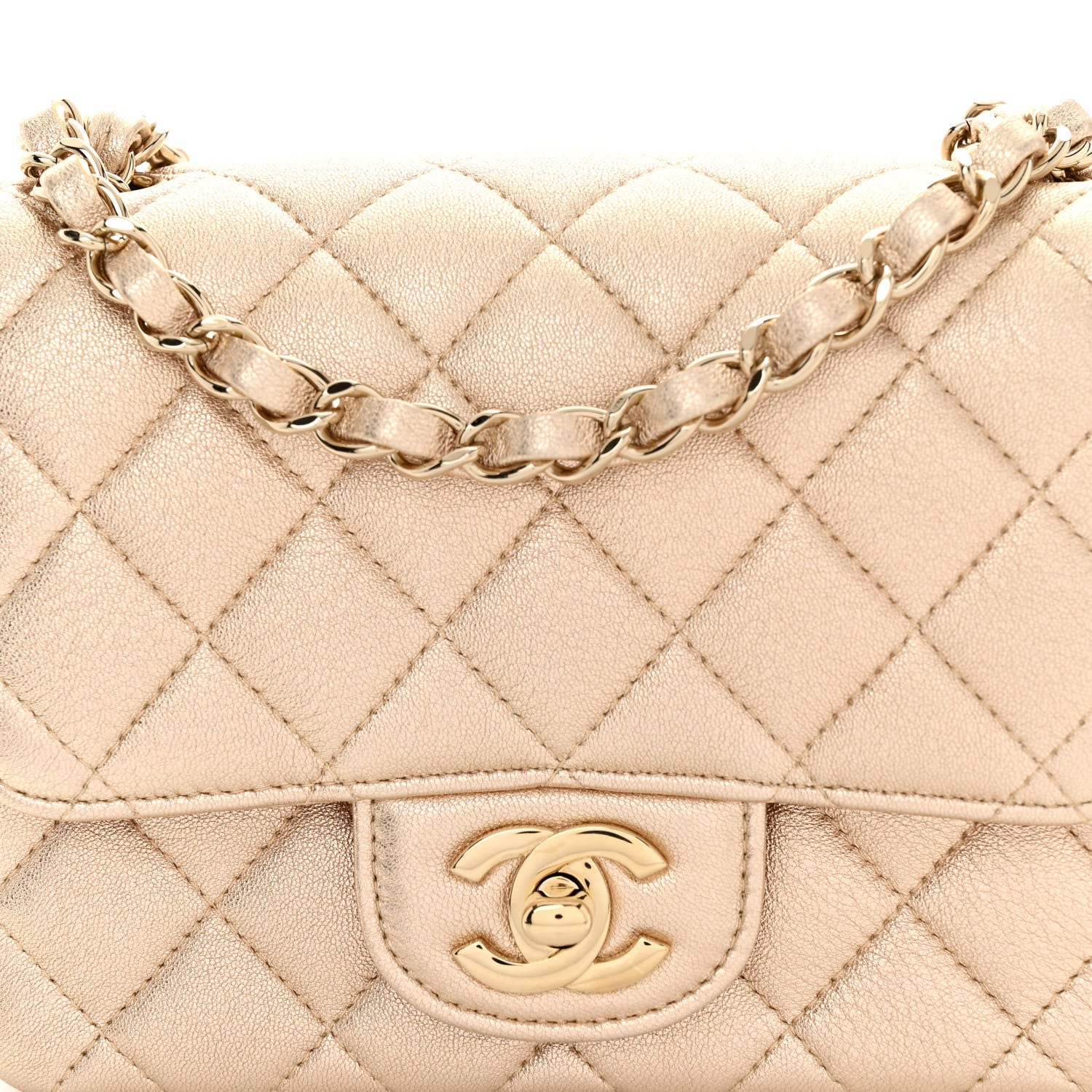 Chanel Metallic Lambskin Quilted Mini Square Flap Gold 8 of 10