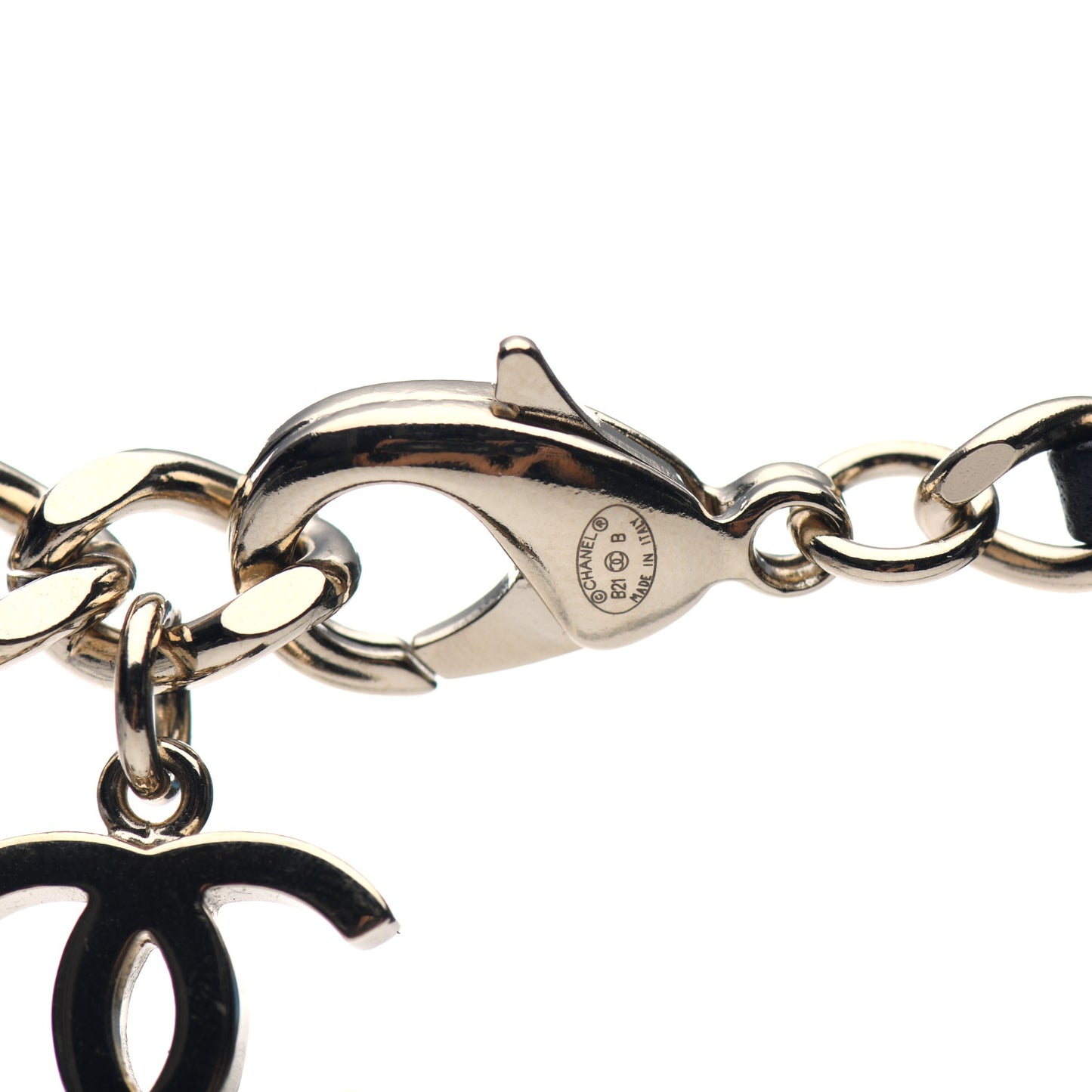 Metal Lambskin Crystal CC Choker Necklace Black Gold