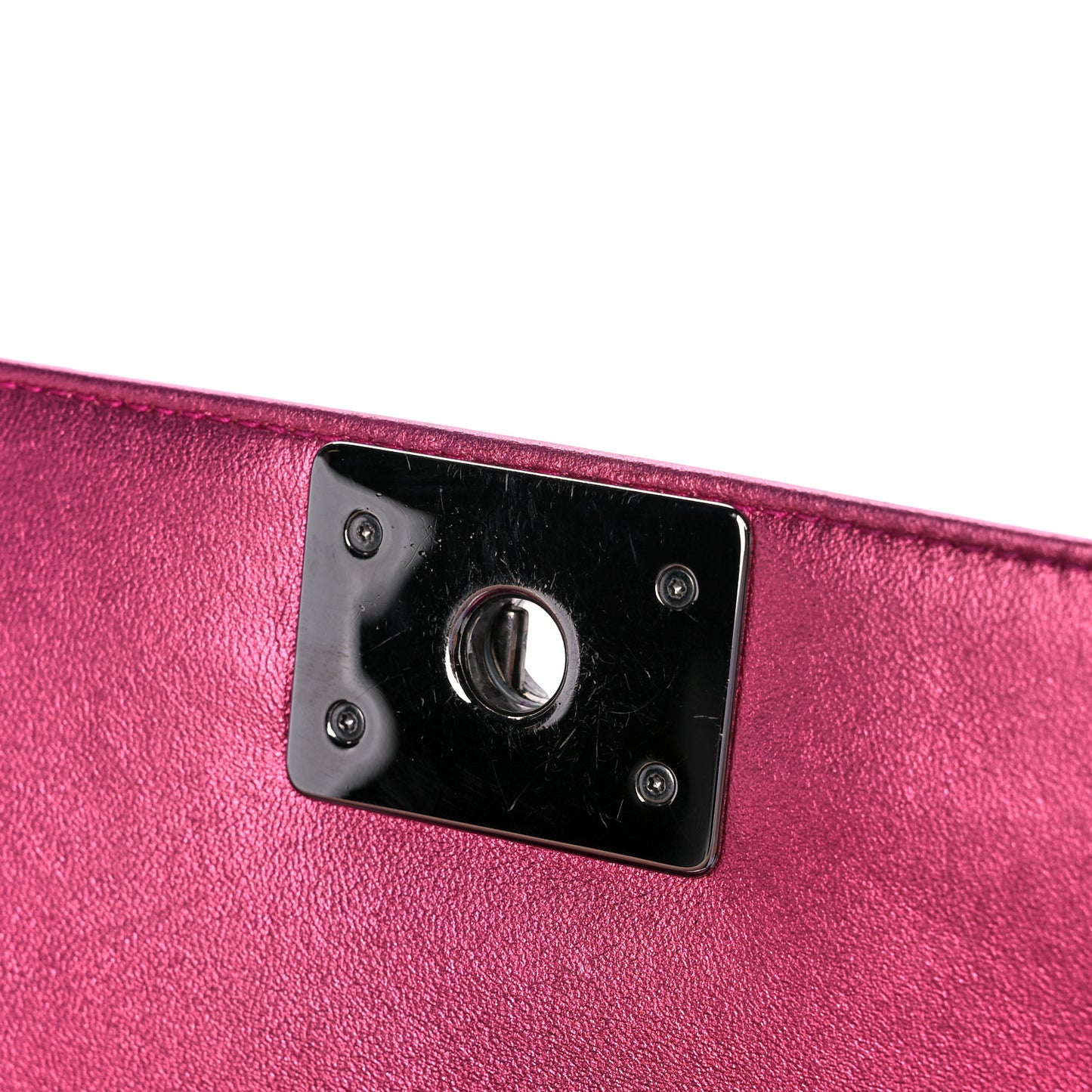 Metallic Patent Calfskin Quilted Medium Boy Flap Pink