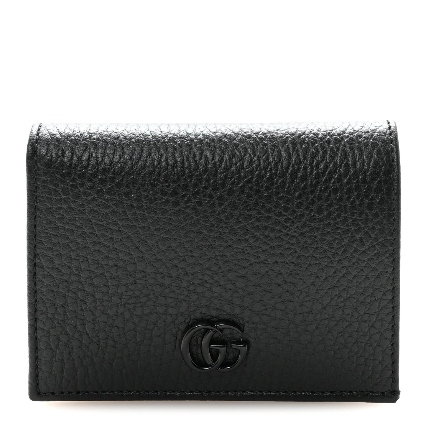 Dollar Calfskin Enamel Monochrome GG Marmont Card Case Black