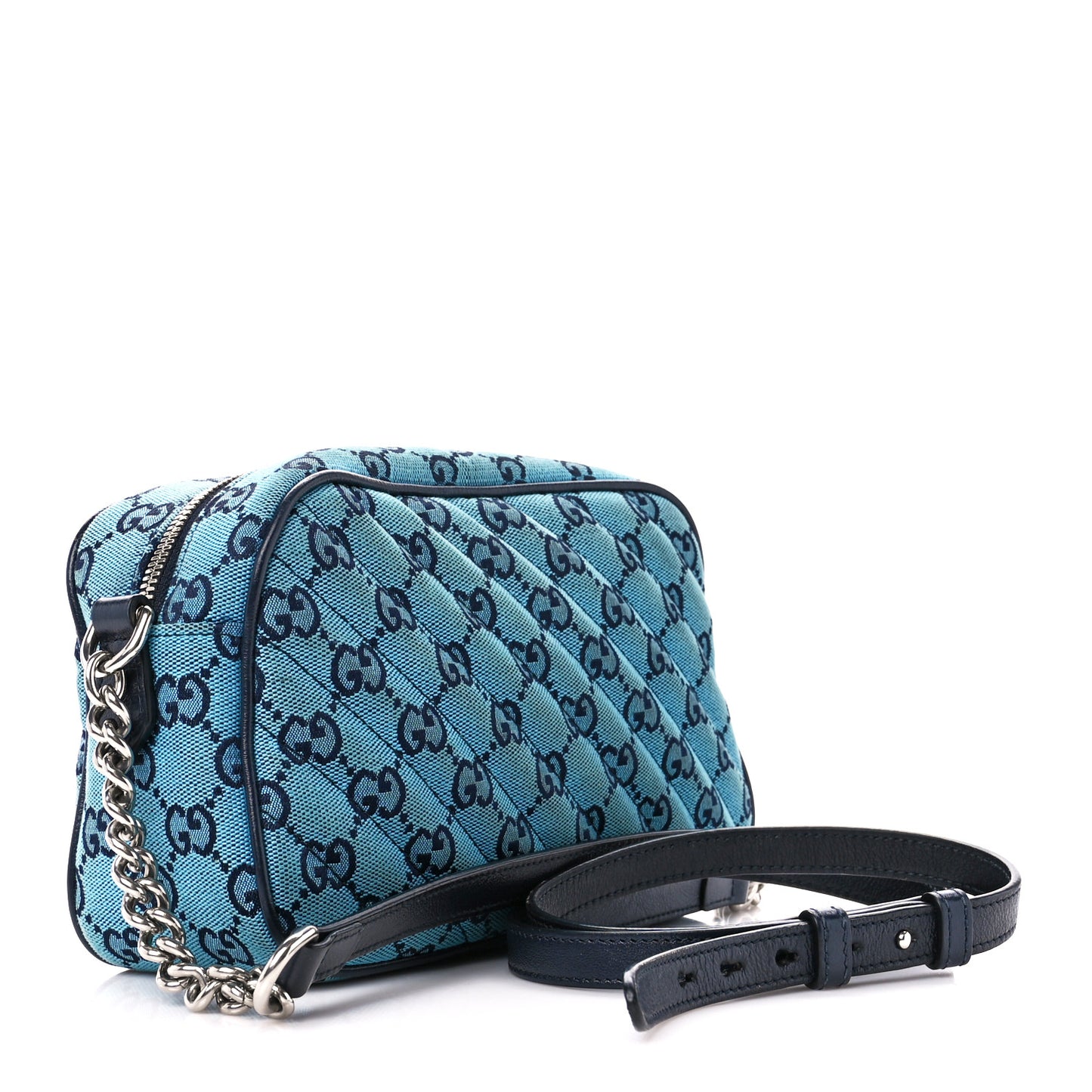 Monogram Multicolor Matelasse Diagonal Small GG Marmont Chain Shoulder Bag Light Blue