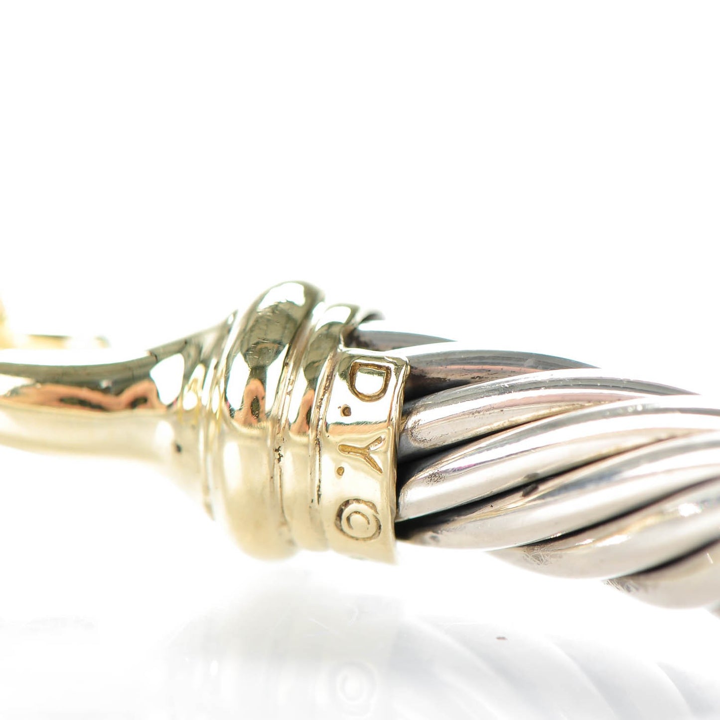 Sterling Silver 14K Yellow Gold 7mm Cable Classic Buckle Bracelet