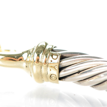 David Yurman Sterling Silver 14K Yellow Gold 7mm Cable Classic Buckle Bracelet 5 of 5