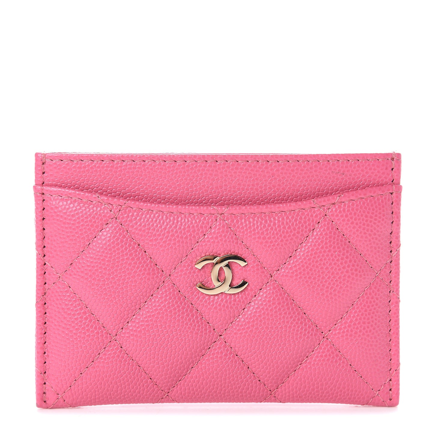 Caviar Quilted Card Holder Pink