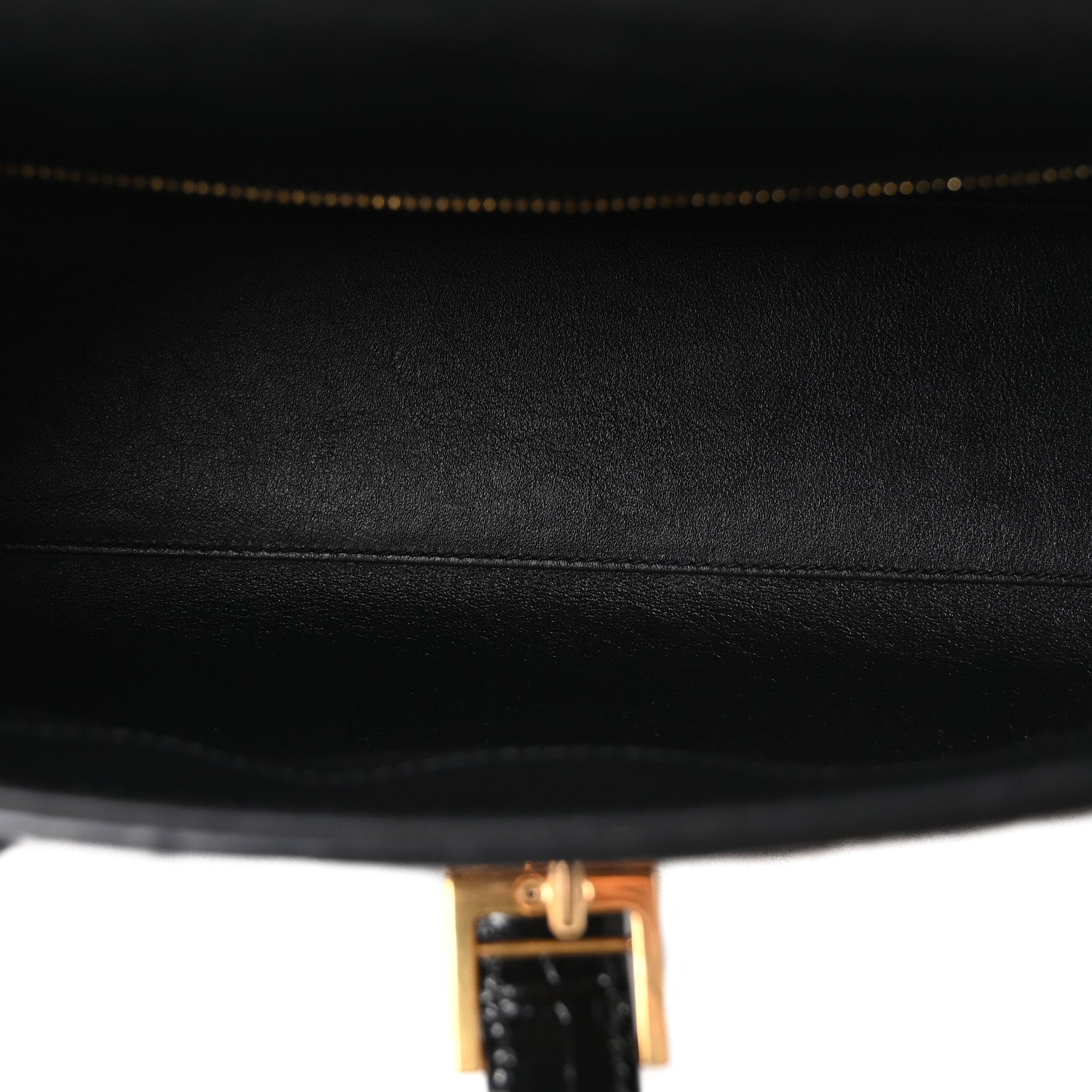 Saint Laurent Shiny Calfskin Crocodile Embossed Le Fermoir Top Handle Bag Black 5 of 10