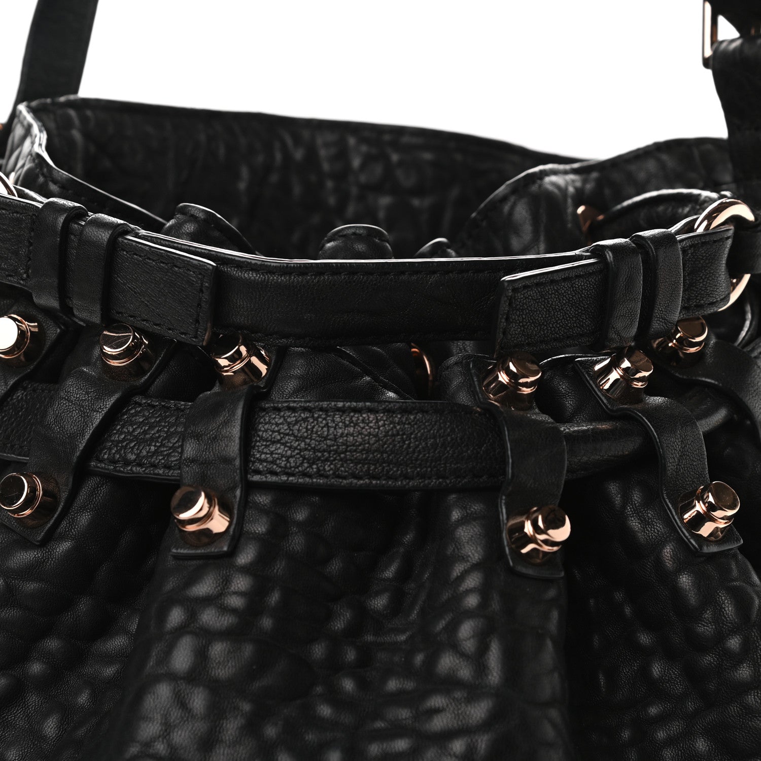 Alexander Wang Pebbled Lambskin Diego Bucket Black Rose Gold Hardware 8 of 12