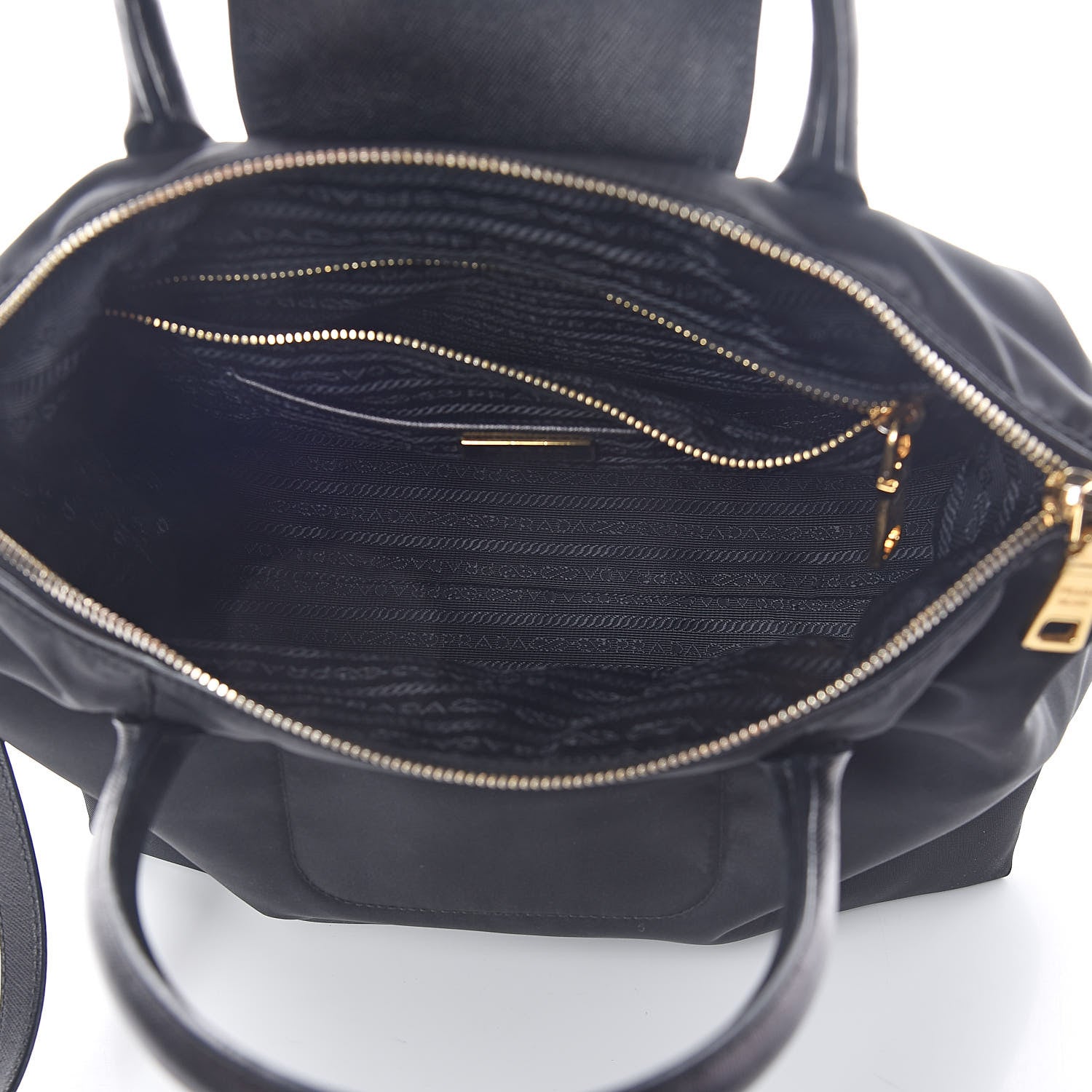 Prada Tessuto Nylon Saffiano Tote Black 5 of 10